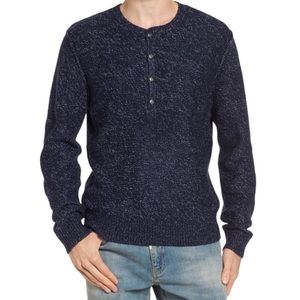 Treasure & Bond men’s navy blue button marled knit wool sweater size medium